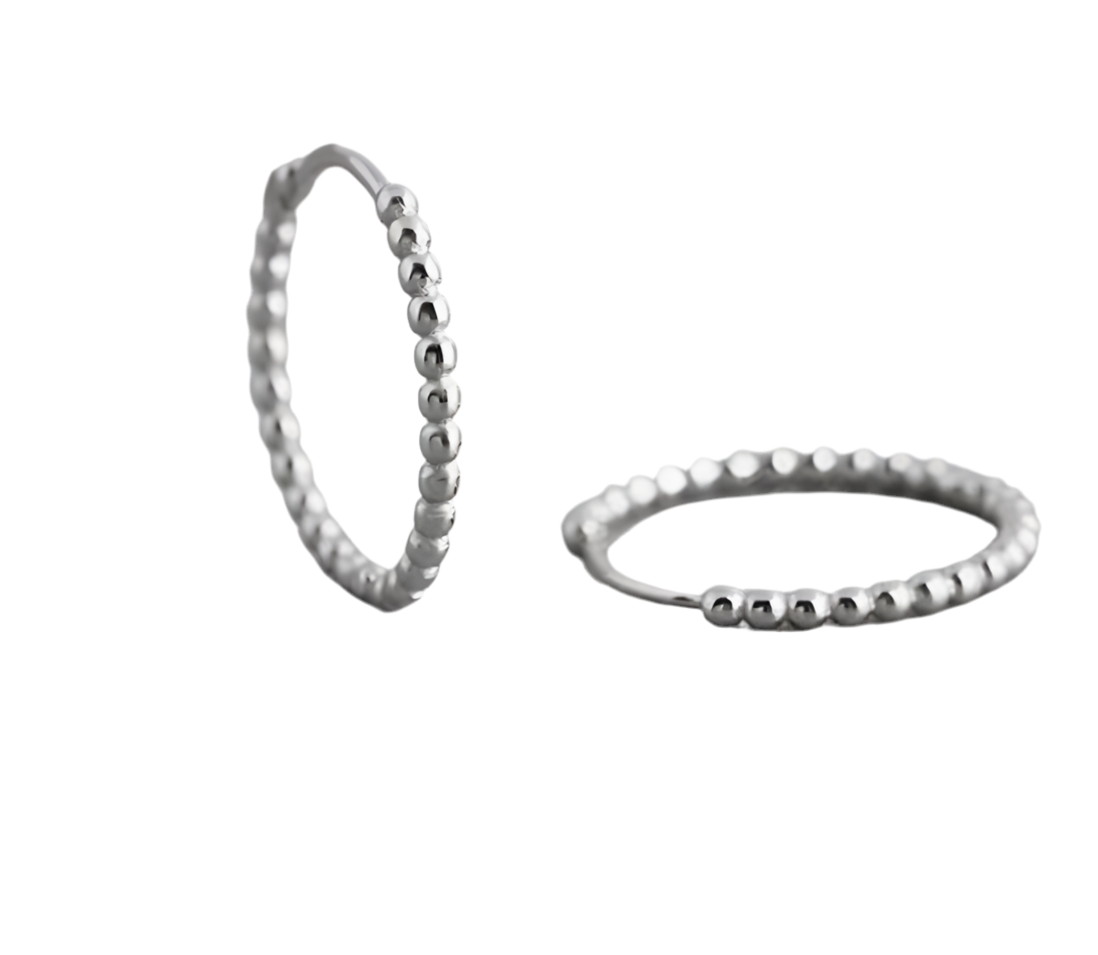 Beaded Hoop | sterling silver