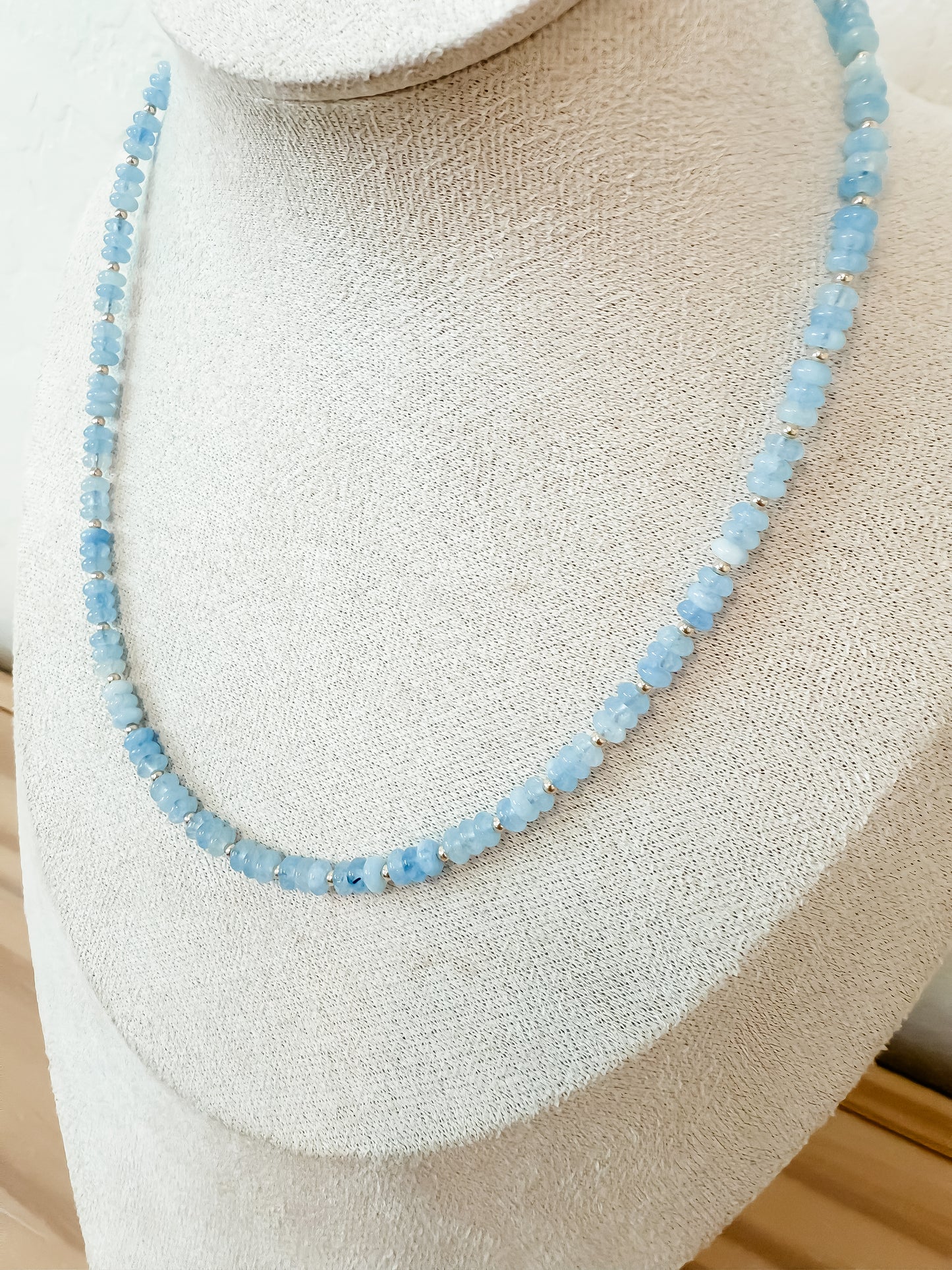 Aquamarine Beaded Necklace | with gold-filled and stainless steel components