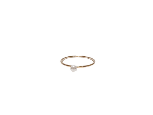 JUNE | gold-filled stacking ring with pearl accent