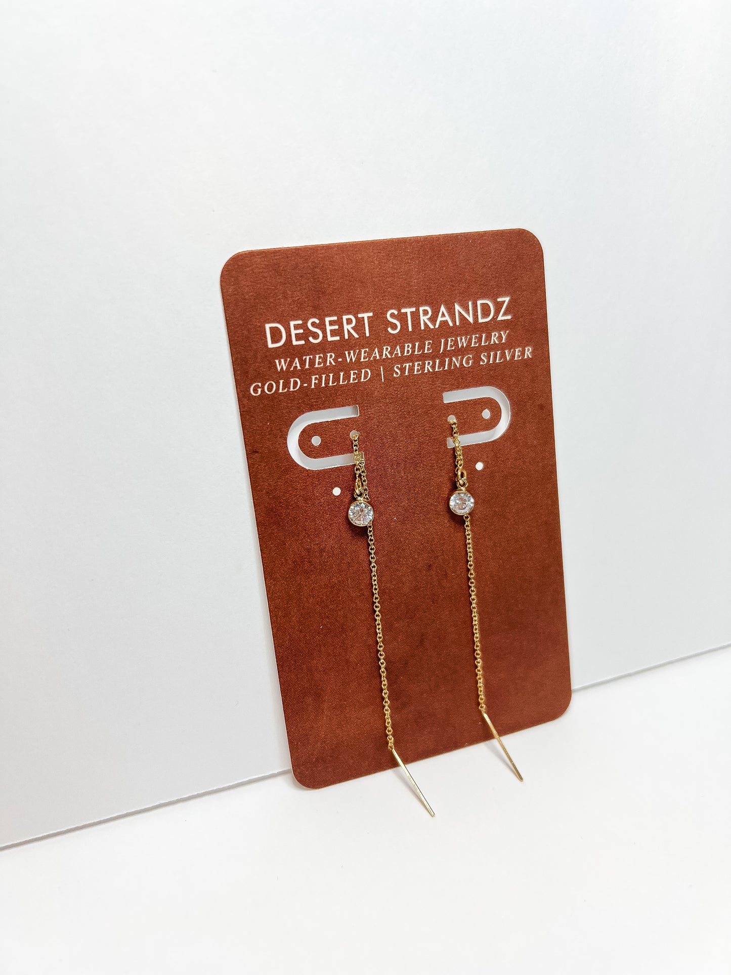 RAYNE | gold-filled threader earrings + cubic zirconia accent