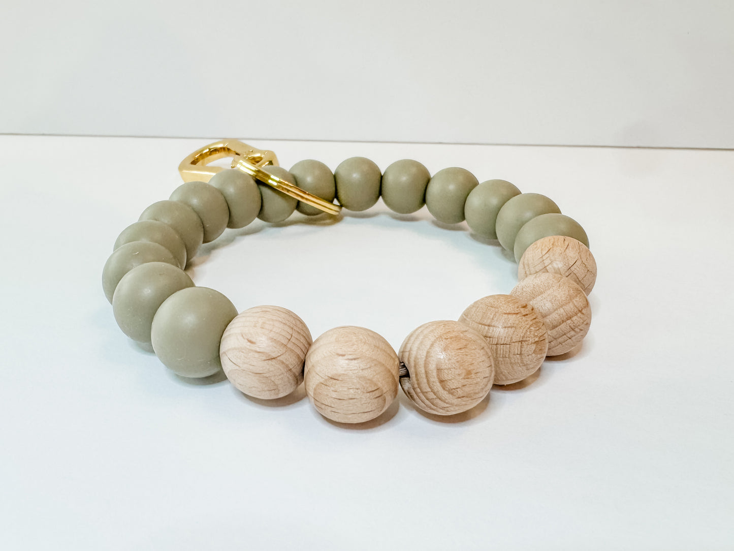 KEYCHAIN BANGLE | muted olive and wood