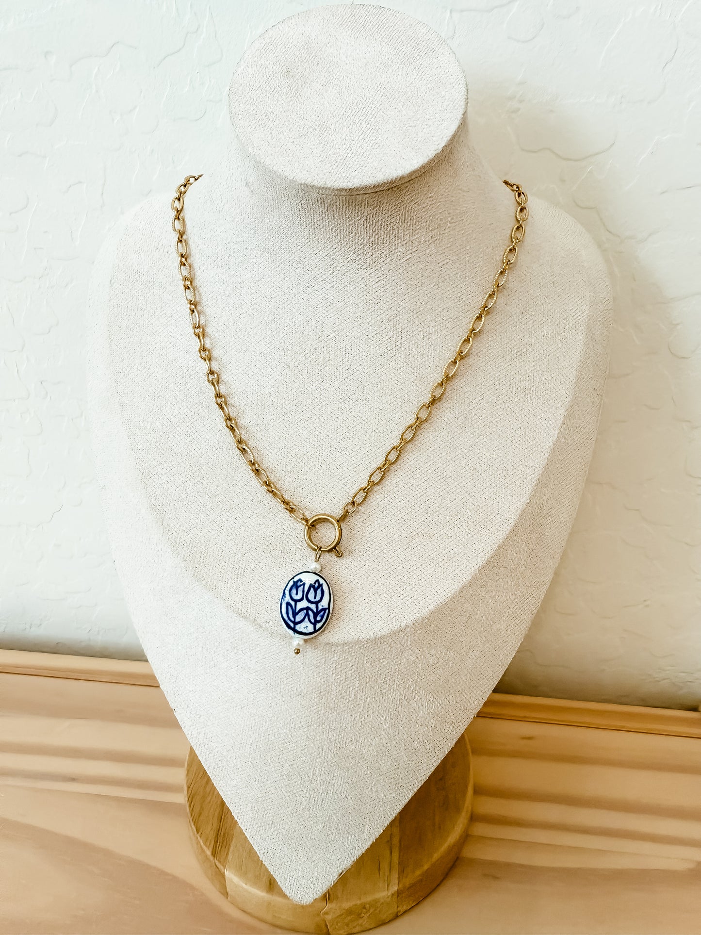 Ceramic Hand-Painted Necklace | stainless steel
