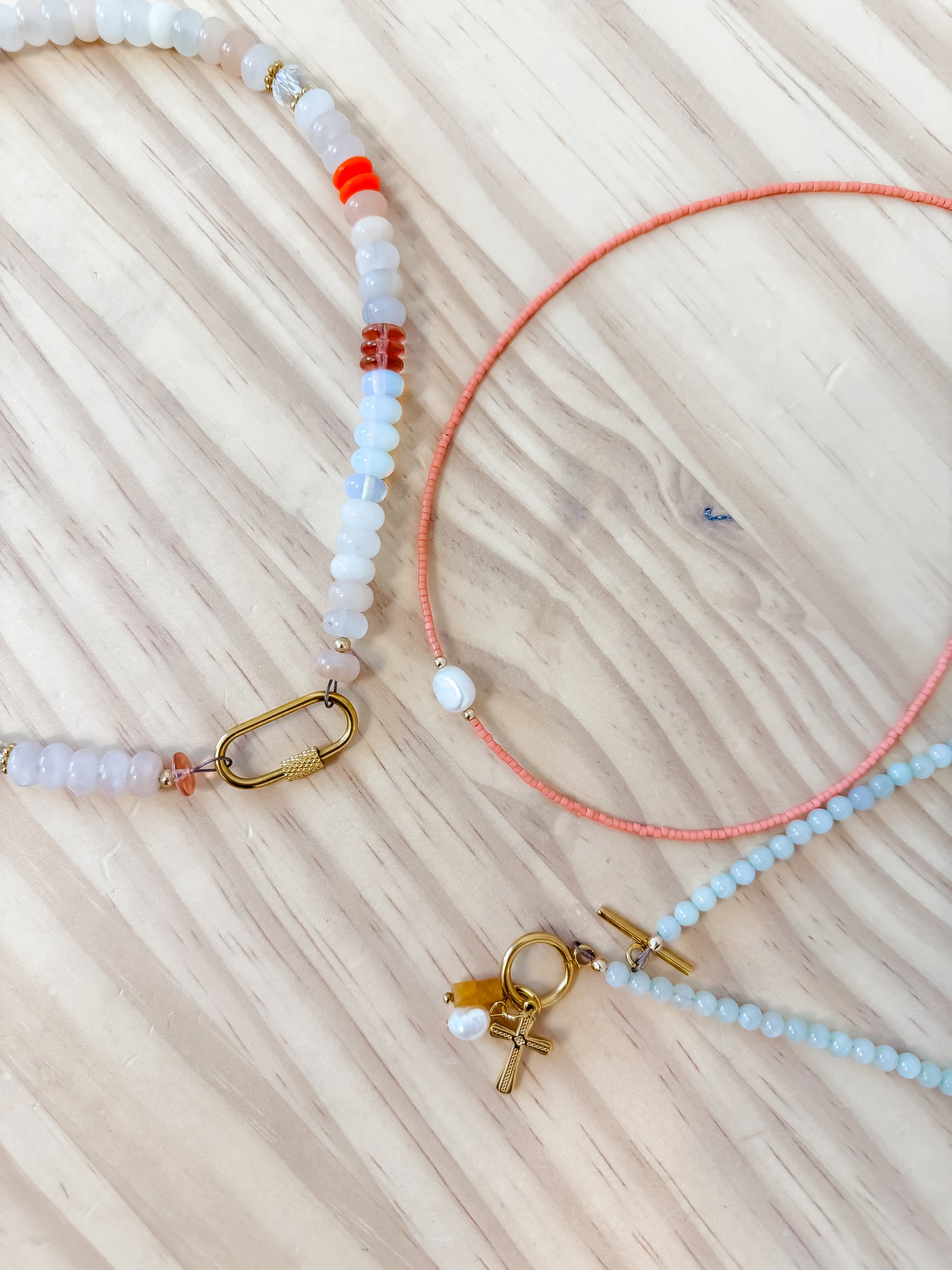 Terra e Sale - earth and salt | beaded stainless steel carabiner clasp