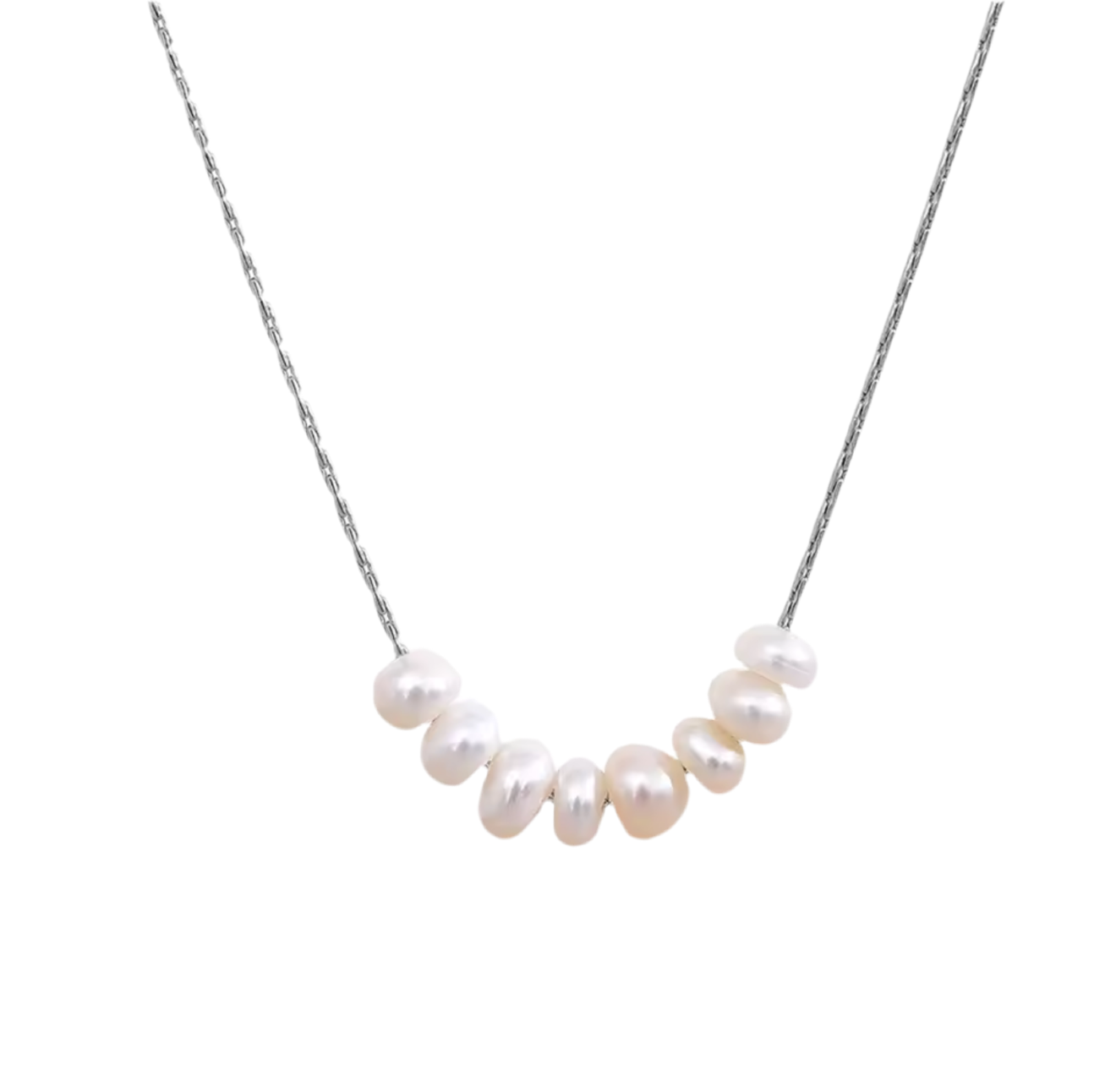 ANNIE | silver stainless steel and fresh water pearl necklace
