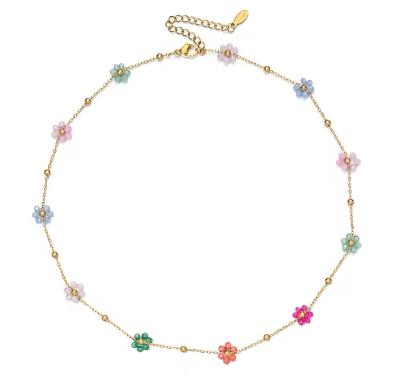 Beaded flower | stainless steel necklace
