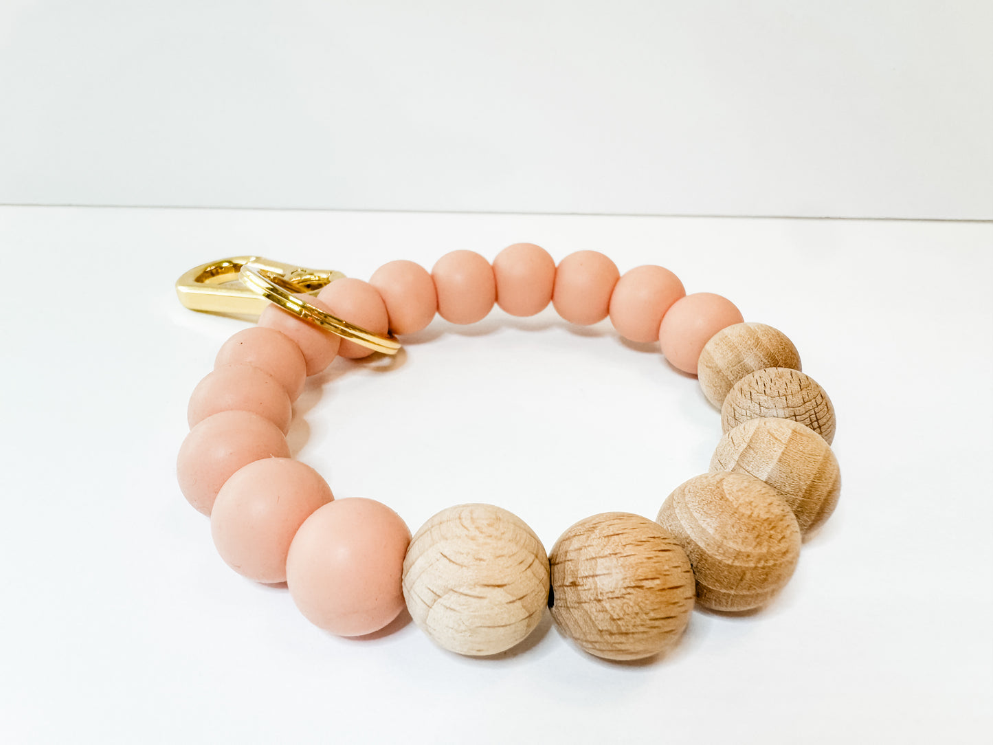 KEYCHAIN BANGLE | peach and wood