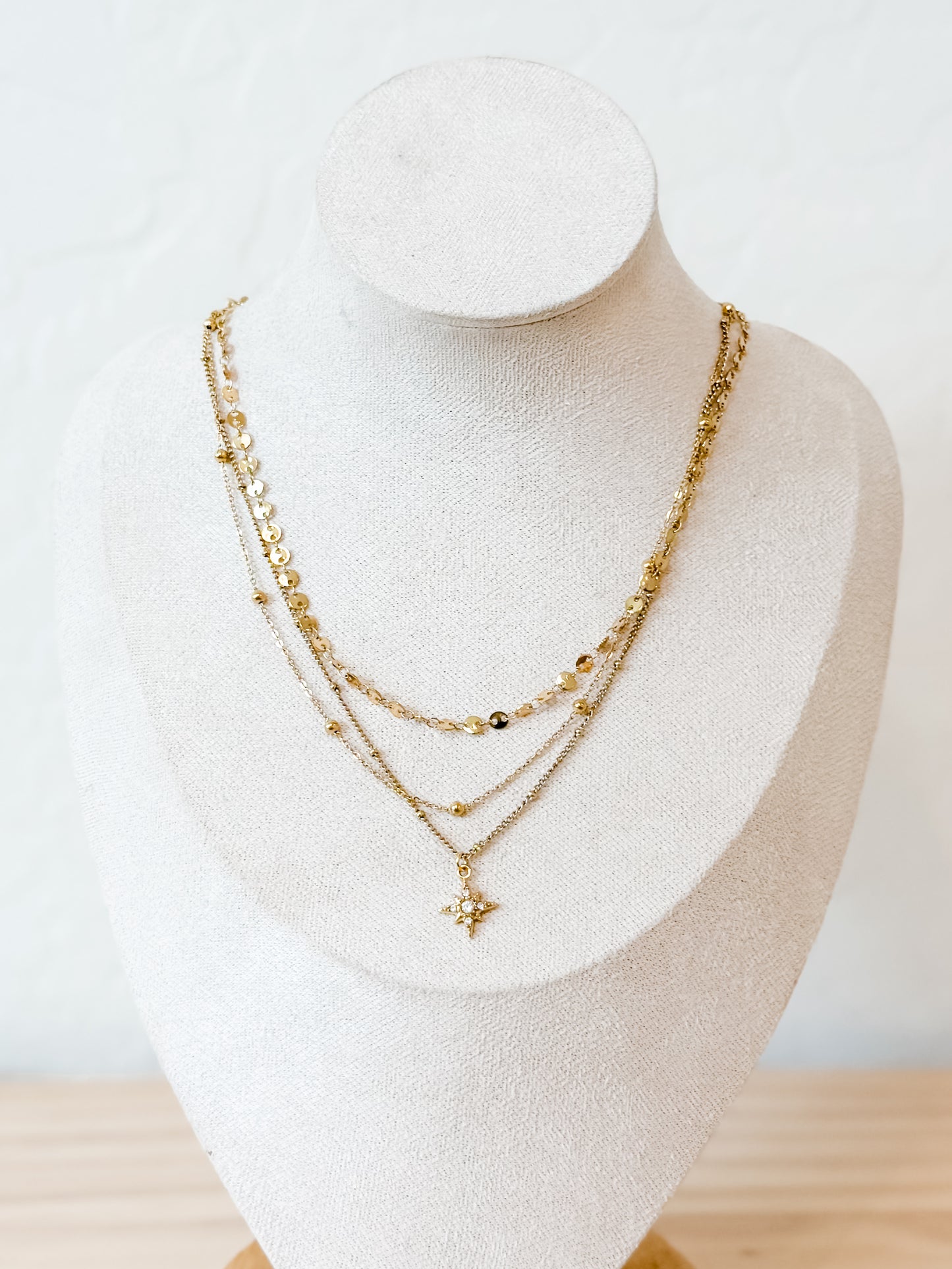 Moon Tri-Stack necklace | gold stainless steel