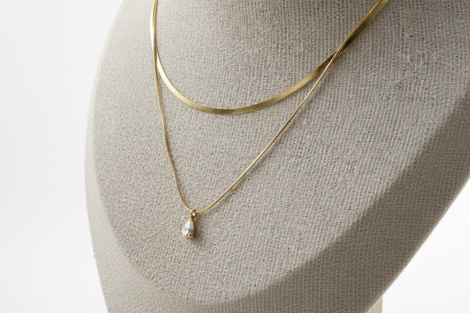 Teardrop double layer necklace | gold