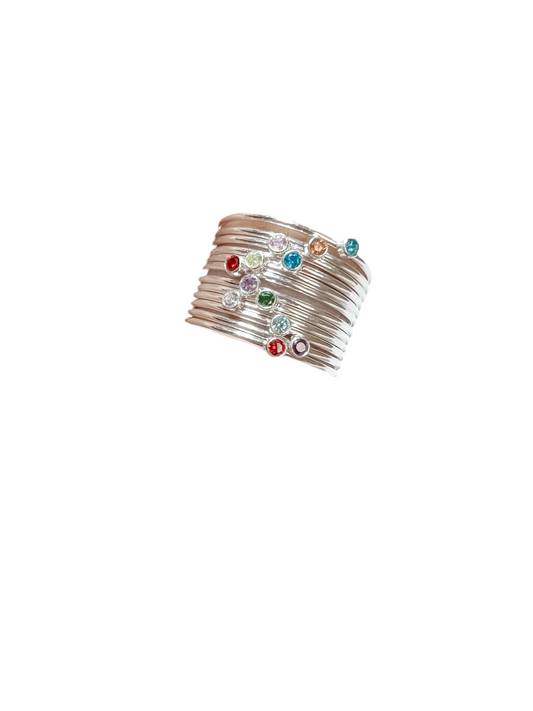 BIRTHSTONE | sterling silver stacking ring with birthstone accent