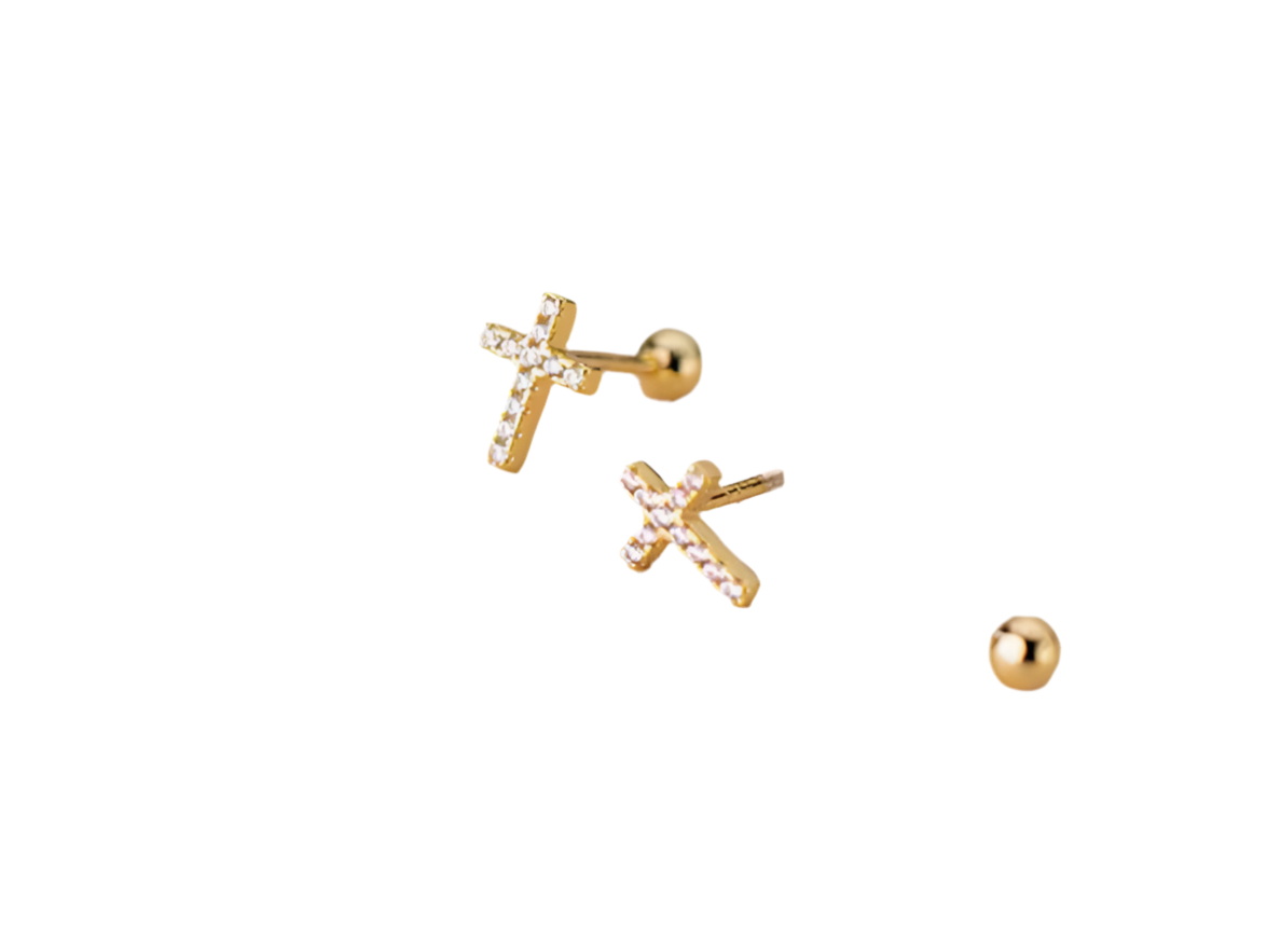 MARY | gold plated over sterling silver bar stud earrings