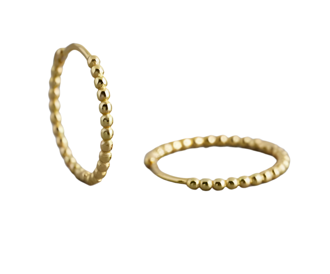 Beaded Hoop | sterling silver with gold-plated