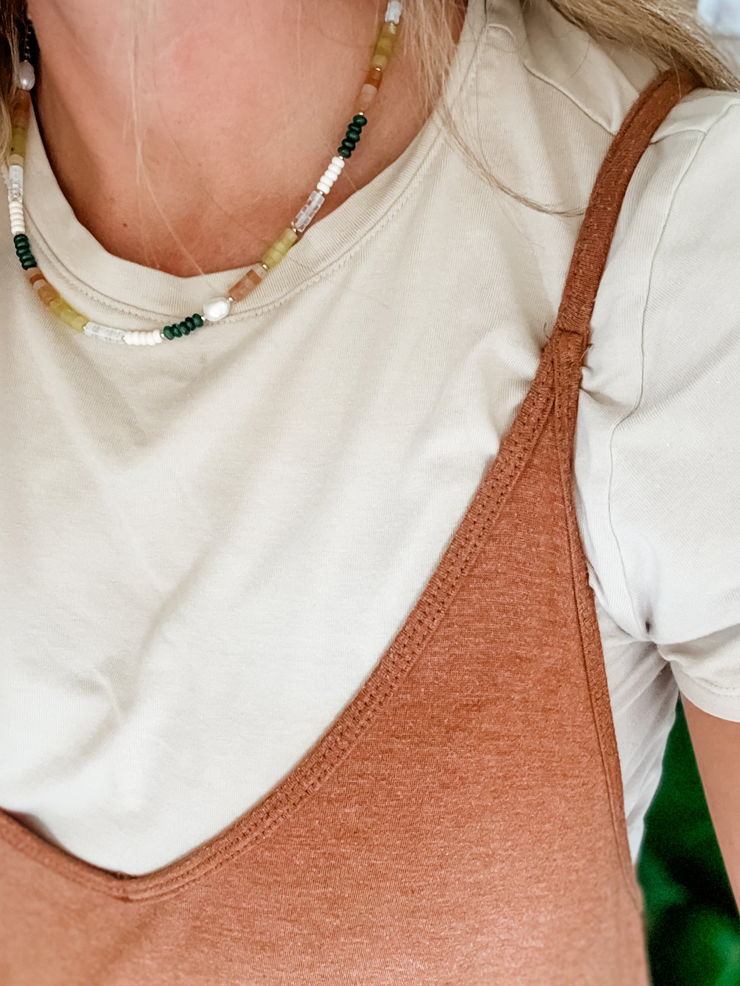 Terra Mare - land & sea | gemstone and pearl beaded necklace with gold-filled and stainless steel components