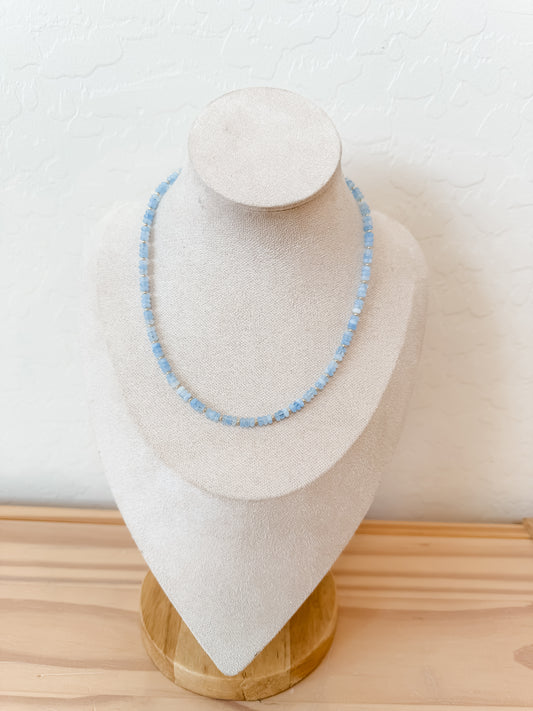 Aquamarine Beaded Necklace | with gold-filled and stainless steel components