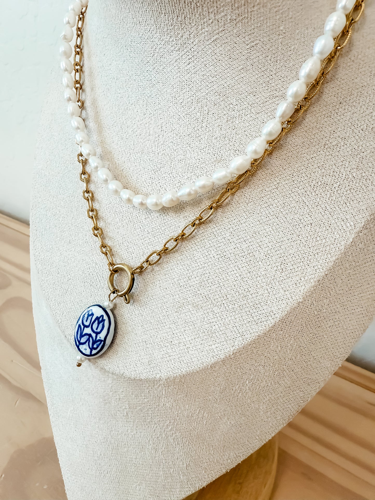 Ceramic Hand-Painted Necklace | stainless steel