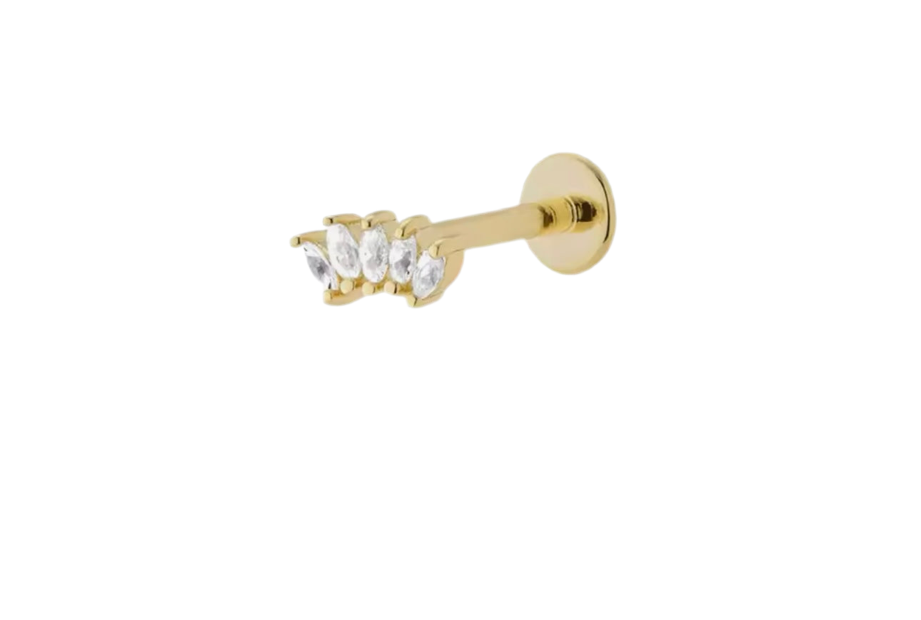 CORA | Sterling silver with gold plated push in flat-back stud