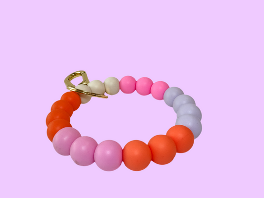 KEYCHAIN BANGLE | neon red, pink, magenta, lilac and beige