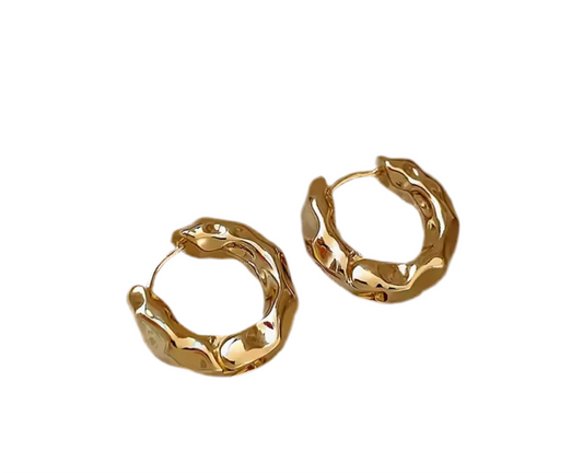 WAVY | sterling silver with gold plated hinged click closure hoop