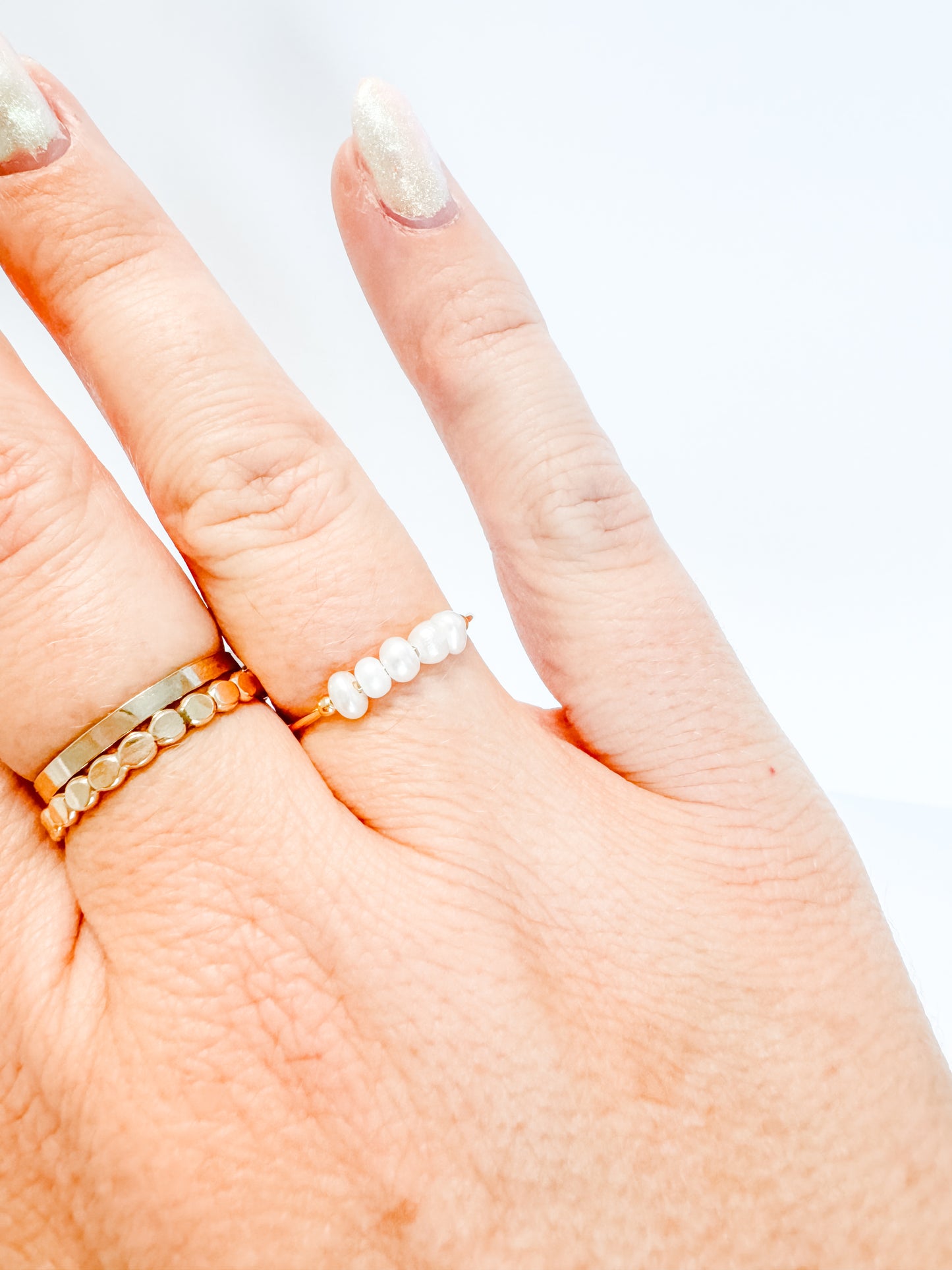 ANNIE | stainless steel ring with pearl accent