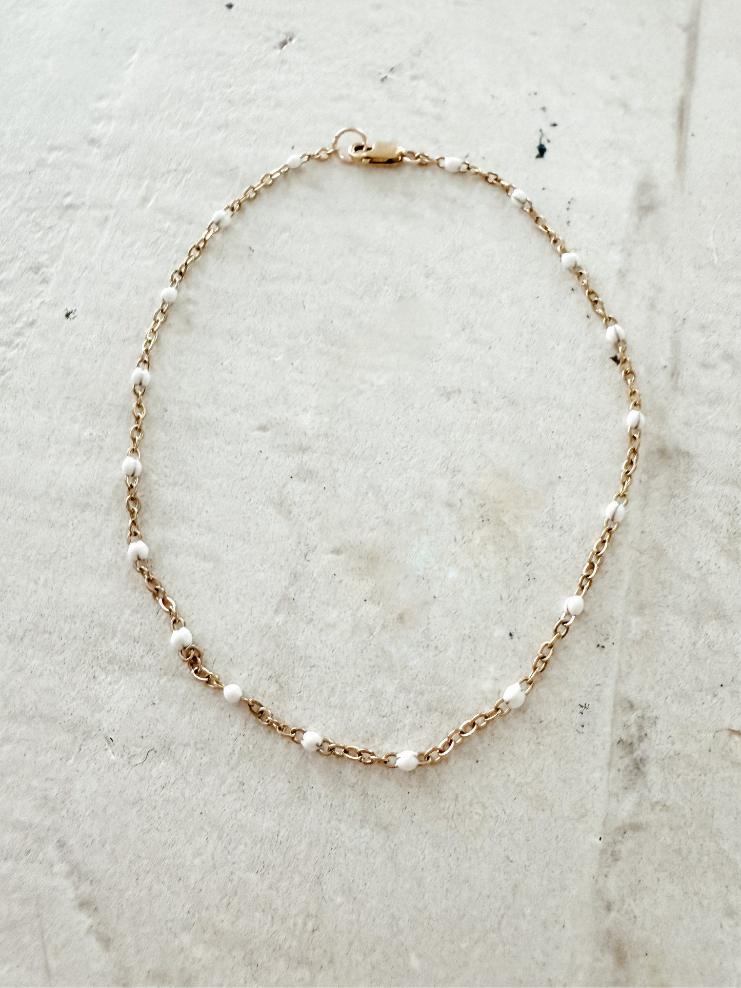 RYLEE | gold-filled and white enamel anklet