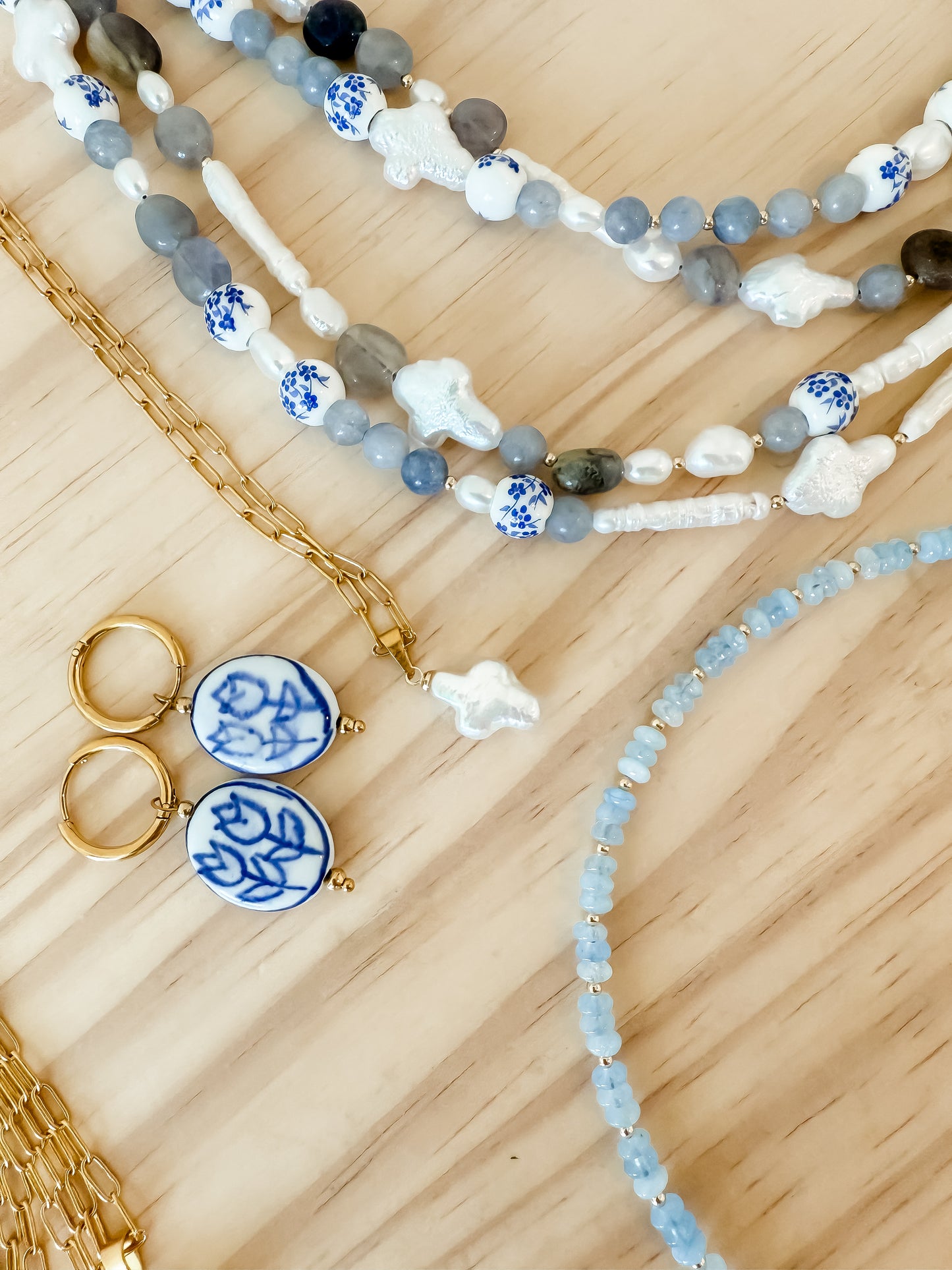 Aquamarine Beaded Necklace | with gold-filled and stainless steel components