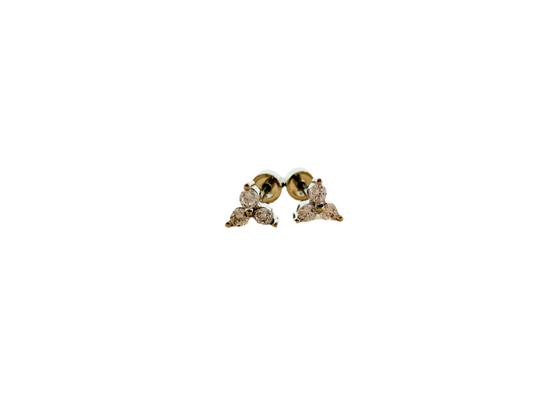 Tri Star | silver stainless steel screwback stud