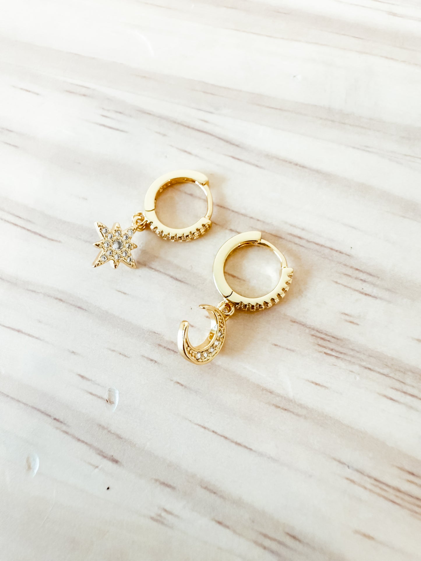 Moon and Star | sterling silver with gold plated hoop