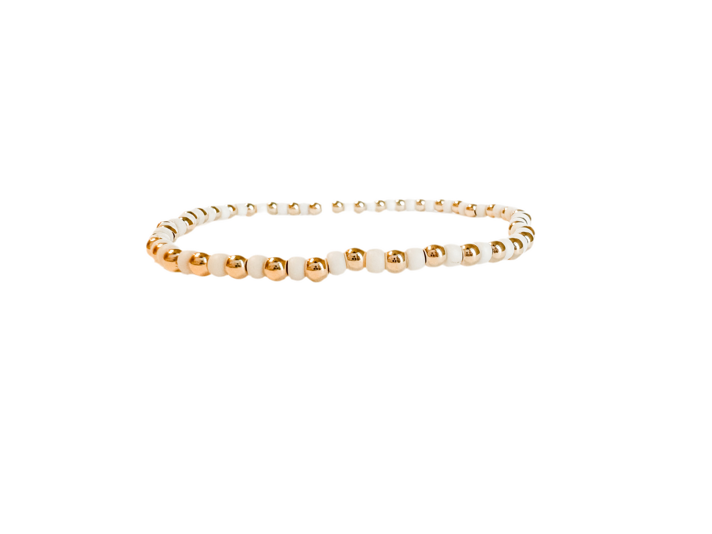 Cream and gold-filled beaded bracelet