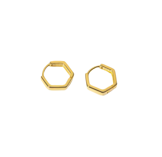 Hexagon | sterling silver with gold-plated click closure