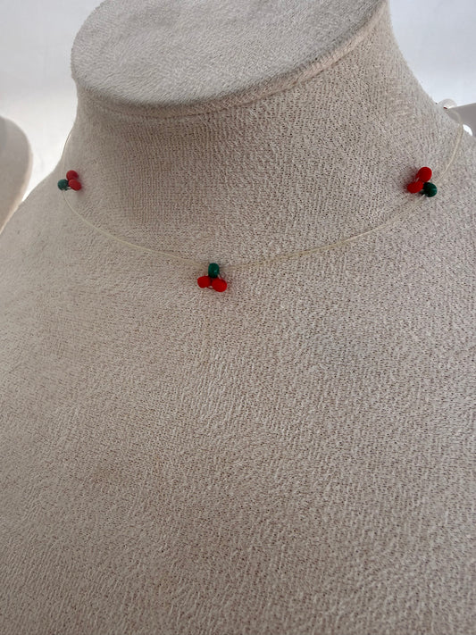 Invisible cherry stretch necklace