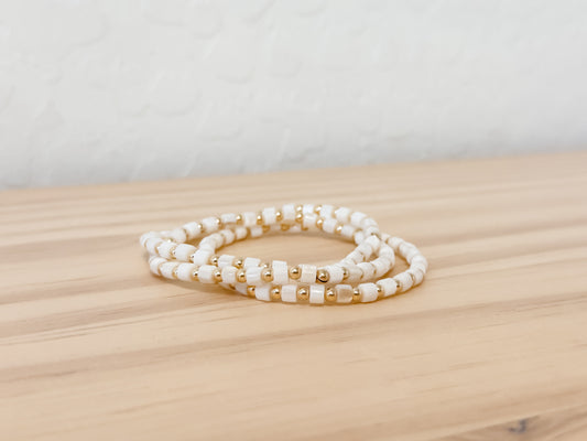KAIA | mother of pearl and gold-filled beaded bracelet