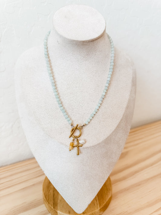 Brezza Marina - Sea Breeze | beaded necklace with pearl and gemstone accent and stainless steel components
