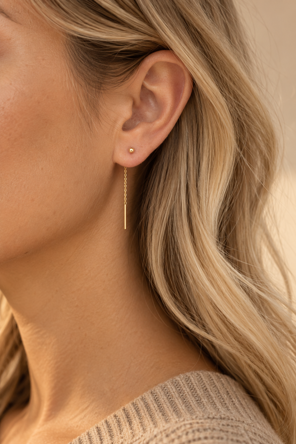 Threader | sterling silver with gold plated threader earring