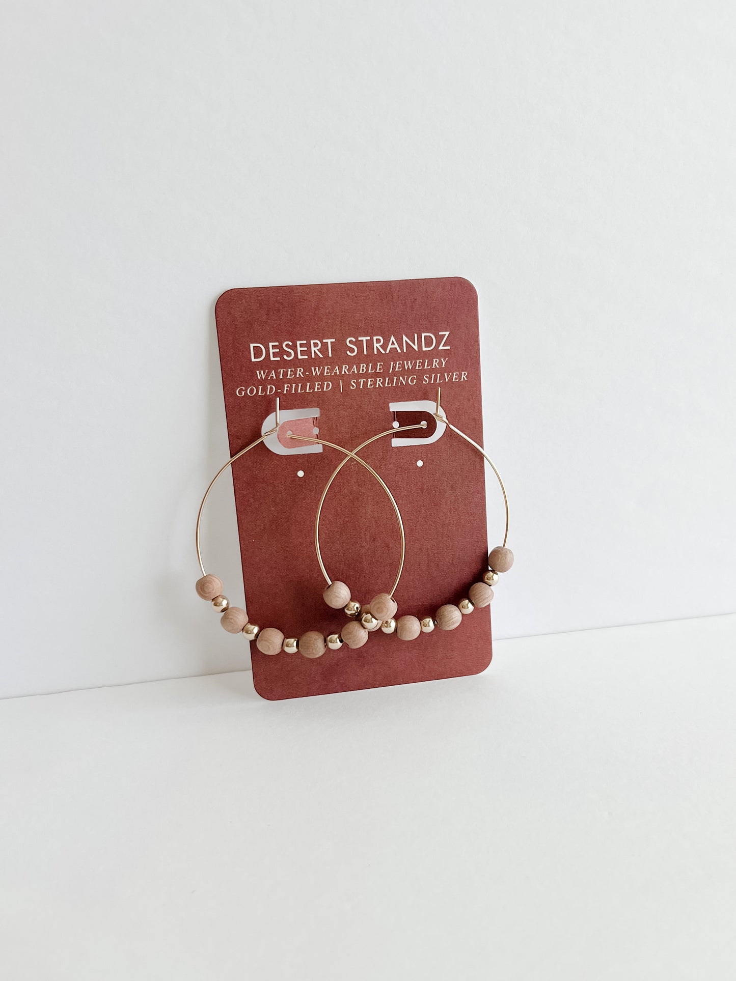 ABILENE | Gold-filled Hoop Earrings with Wood Bead Accents