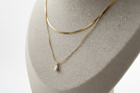 Teardrop double layer necklace