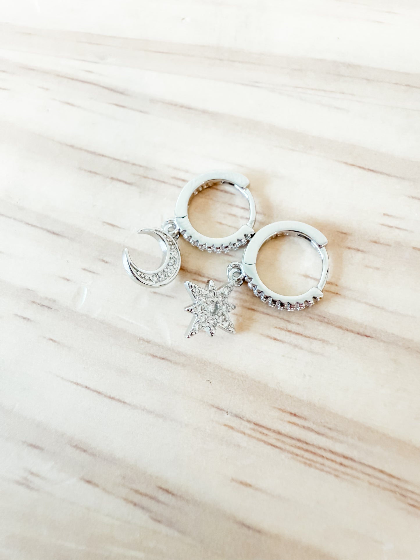 Moon and Star | sterling silver hoop