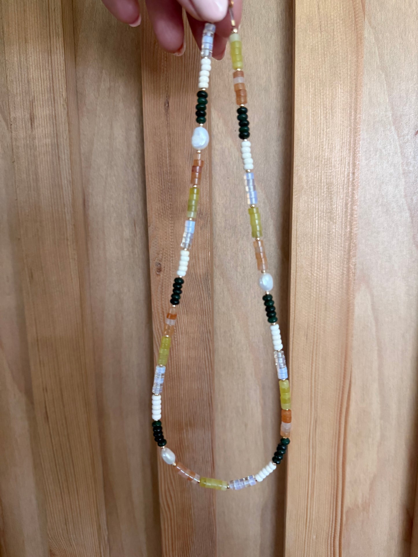 Terra Mare - land & sea | gemstone and pearl beaded necklace with gold-filled and stainless steel components