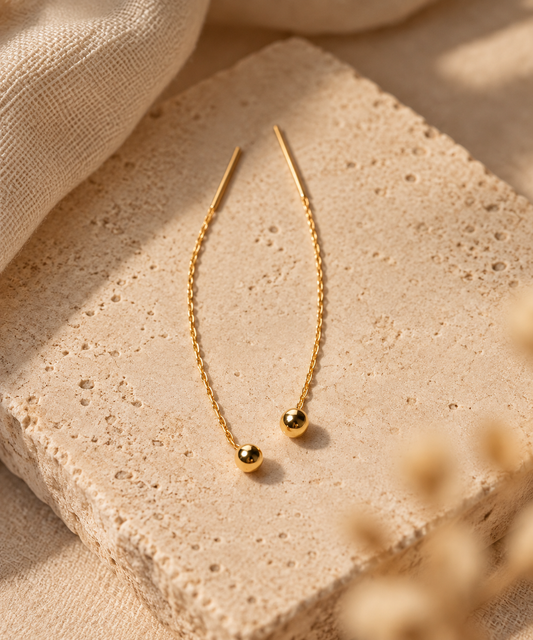 Threader | sterling silver with gold plated threader earring