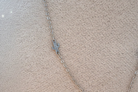 Sterling silver tiny cactus necklace