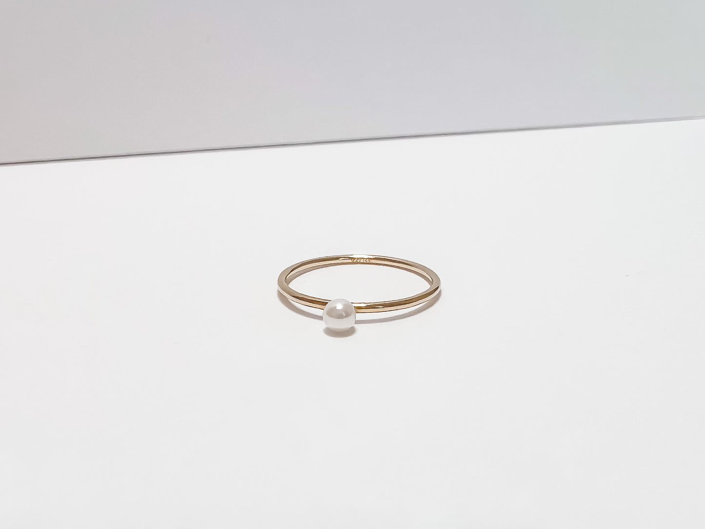JUNE | gold-filled stacking ring with pearl accent