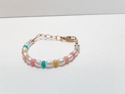 Hawaiin Shave Ice| fresh water pearl and gold-filled bead clasp bracelet