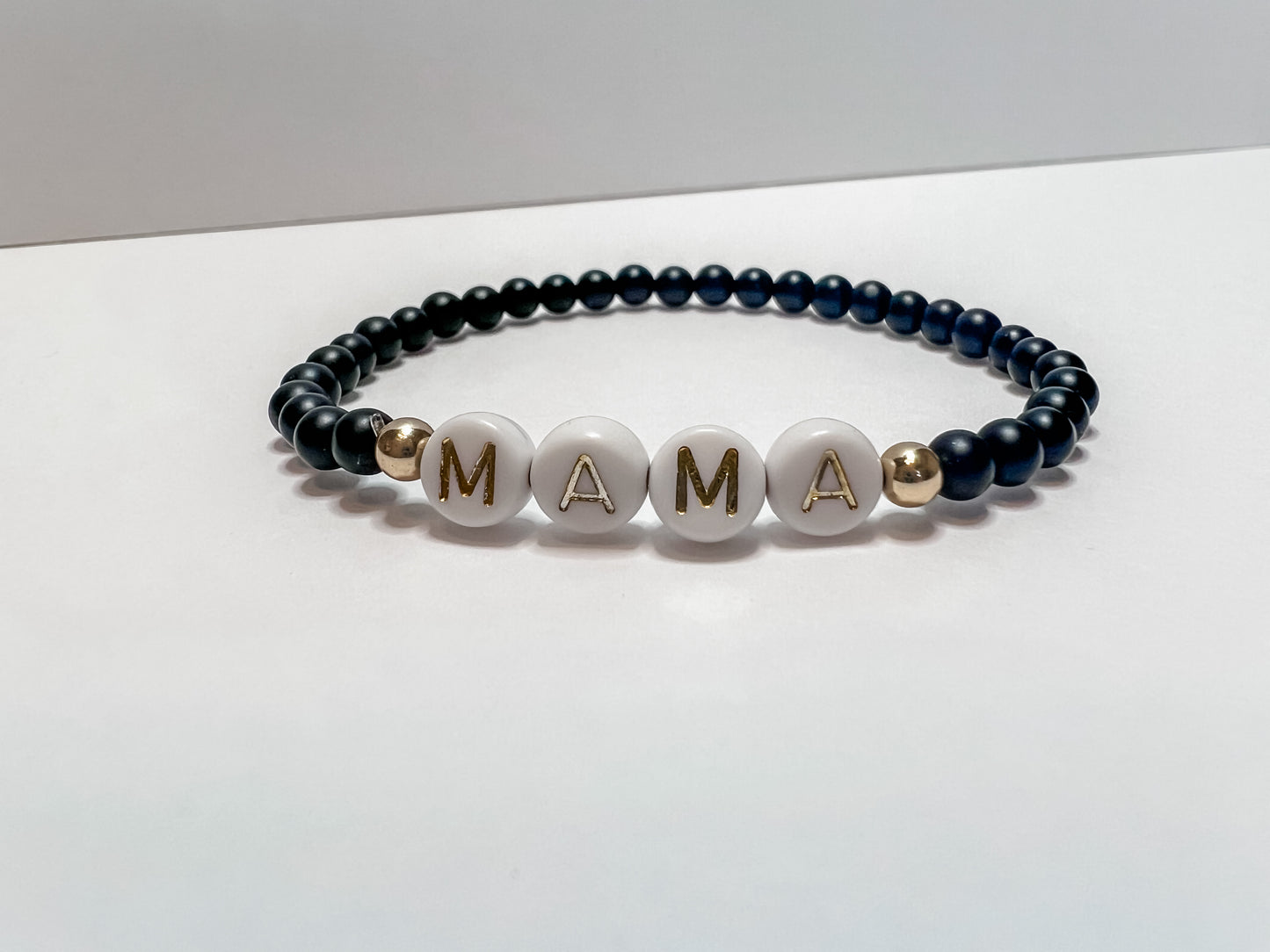 AUDREY | black gemstone name bracelet