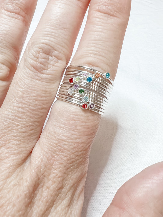 BIRTHSTONE | sterling silver stacking ring with birthstone accent