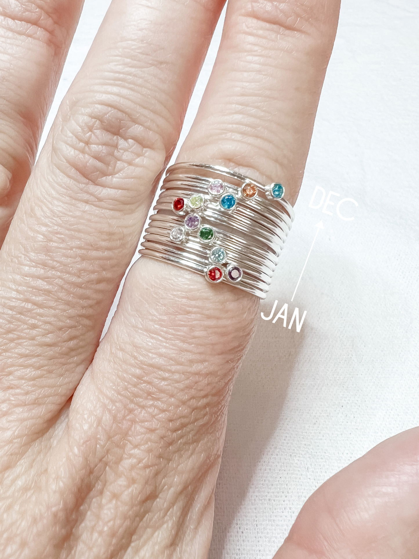 BIRTHSTONE | sterling silver stacking ring with birthstone accent